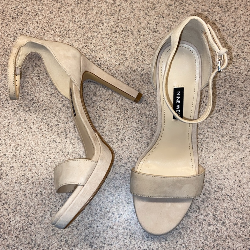 Nine West Eryn Suede Leather Peep Toe Heels